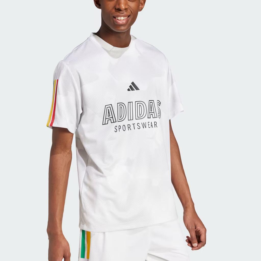 adidas Tiro Набор Nations Спортивная одежда Удобная Круглый вырез Короткий рукав Футболка Унисекс Топы Белый Ярко-красный Многоцветный JC8004