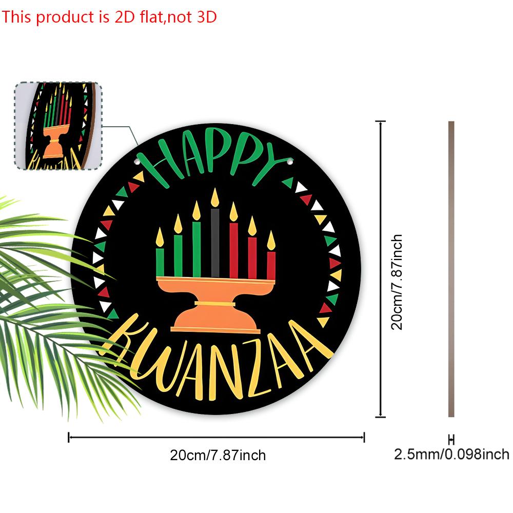 Happy Kwanzaa Simple Wooden Sign - Classic Round Sign for Front Door, Wall Hanging Decor - Ideal Kwanzaa Decoration