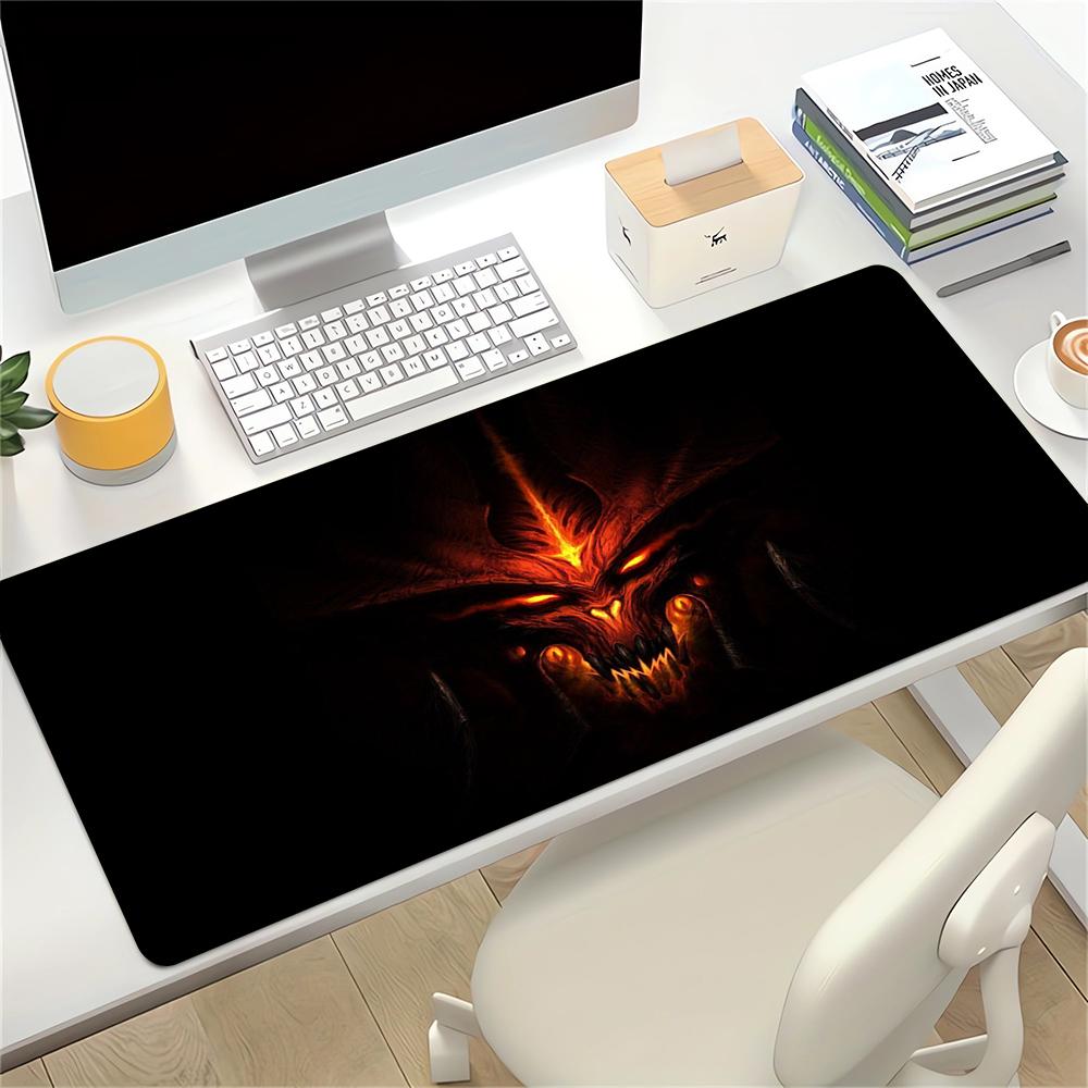 Dark Demon Portrait Large Gaming Mouse Pad Nonslip Rubber Base Waterproof Desk Mat For Office Pc Laptop