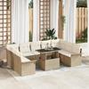 VidaXL 10-Piece Garden Sofa Set with Beige Cushions Poly Rattan 3348347
