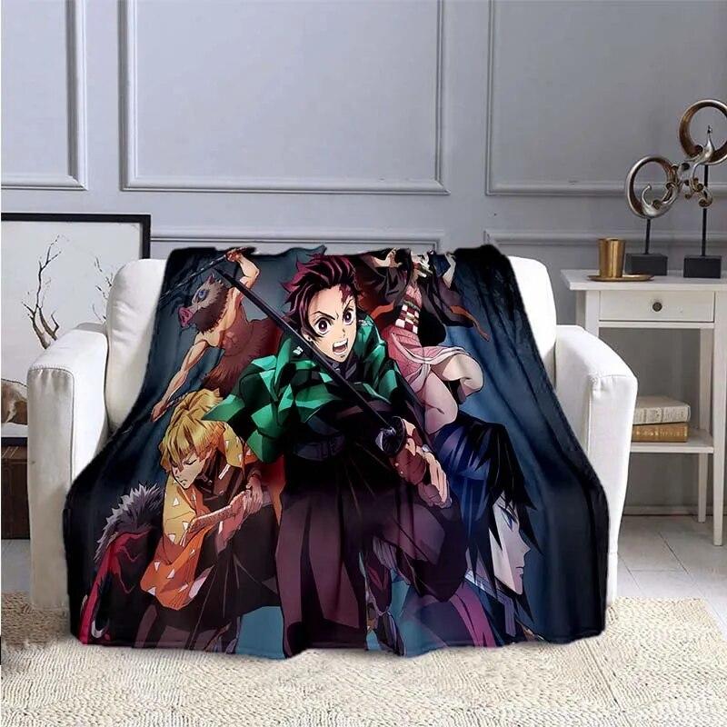 Одеяло с изображением убийцы демонов в стиле аниме, супер мягкое теплое одеяло, фланелевое одеяло, одеяло для пикника, одеяла для кроватей, одеяло для пикника