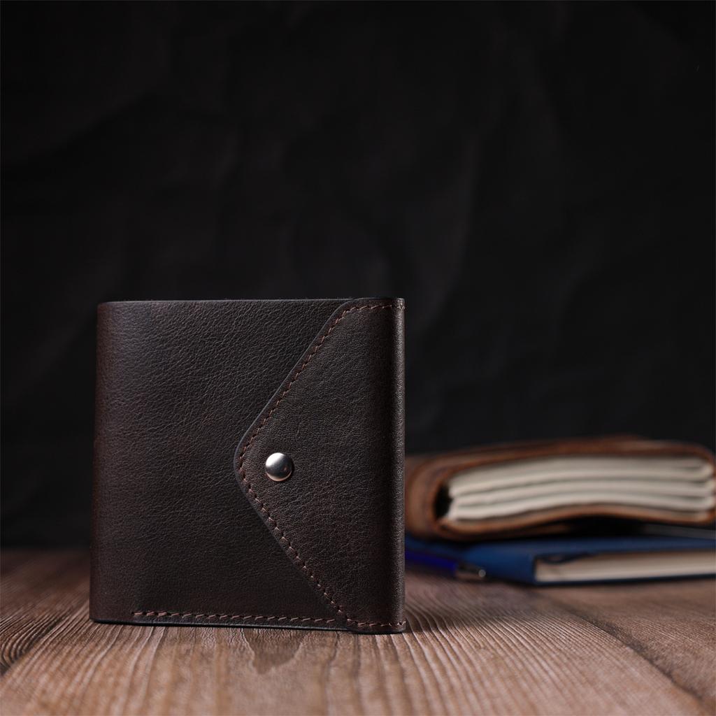 Мужской кошелек из глянцевой натуральной кожи GRANDE PELLE Wallet 16814 Коричневый