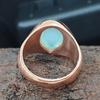 Pear Cab Aquamarine Gemstone 925 Sterling Silver Rose Gold Overlay Ring Jewelry, Unisex Signet Gift Ring