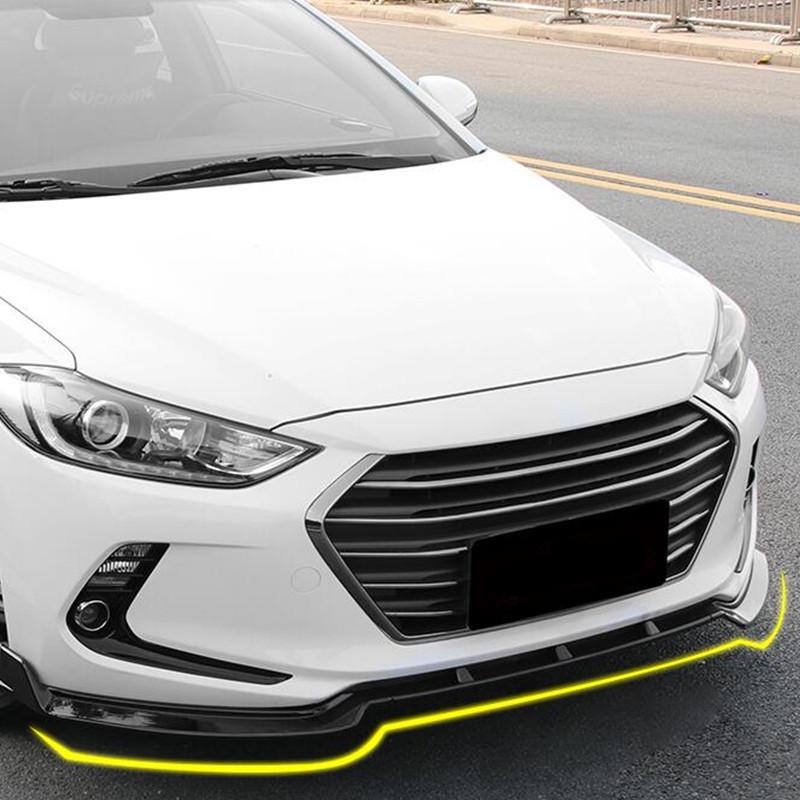 Передний сплиттер для модифицированной Elantra 2016-2020: Трехсекционный обвес Бампер Нижняя губа