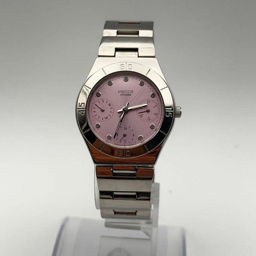 Used [New Battery] CITIZEN WICCA Ladies Pink Wristwatch