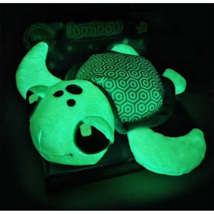 Ma Petite Carapace Peluche Tortue Lumineuse Naturelle +/- 25 cm - JEMINI - Chargeable à la lumière, fonctionne sans pile.