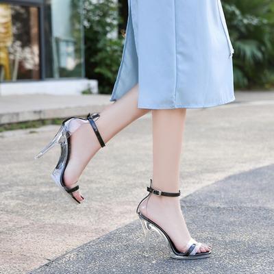 Модные хрустальные и прозрачные босоножки на высоком каблуке, источник для покупок ведущего прямой трансляции, цельная модель