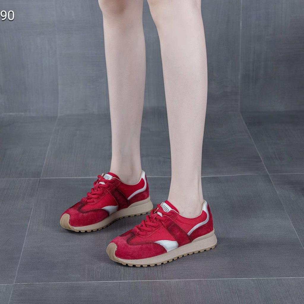 Женские кроссовки Forrest Gump на мягкой кожаной подошве, новые весенне-летние, красные, в стиле ретро, для моральной подготовки, нишевые, тонкие, модные, спортивные и для отдыха