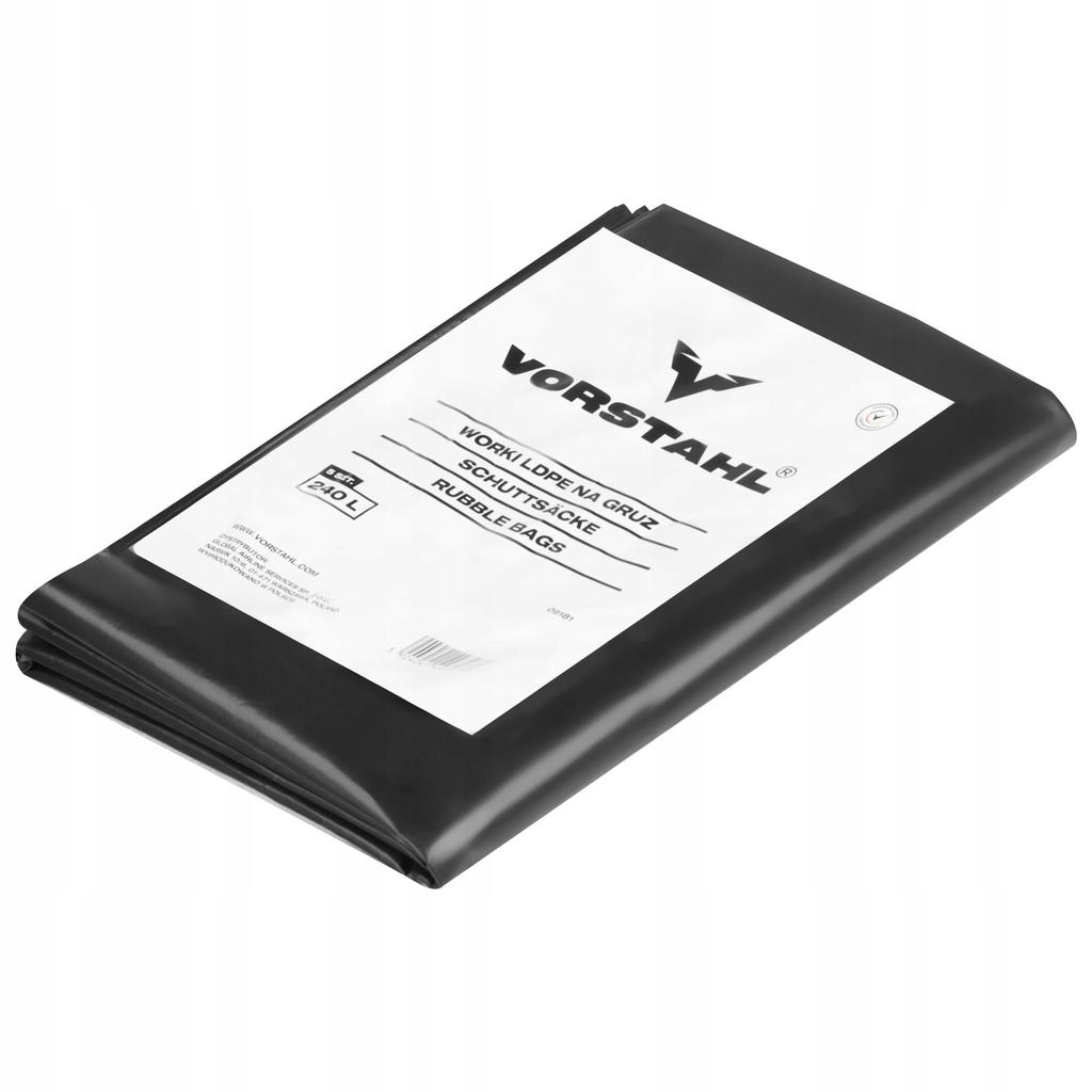 Extra Strong LDPE Black Rubble Bags 240L, 5 pcs pack, Vorstahl