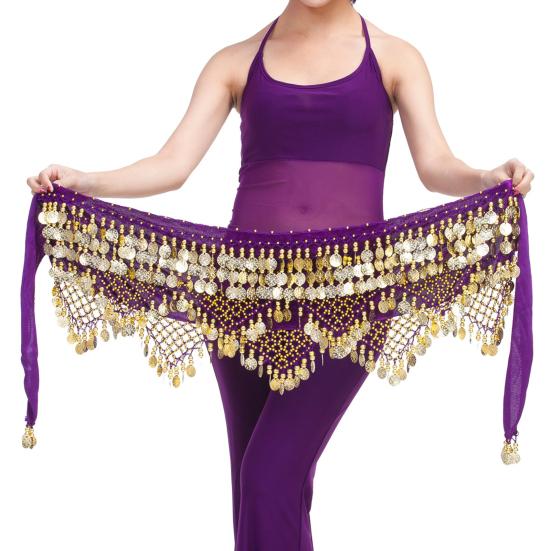 Velvet Belly Dance Waist Chain with Coin Lace-up Lightweight Women Dancing Waist Belt Dancer Accessories