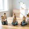 Resin Carving Family Figurine, Mother Father Son Daughter Statue, Hand-Painted Parents Kids Sculpture, Gift for Mother's Day Father's Day