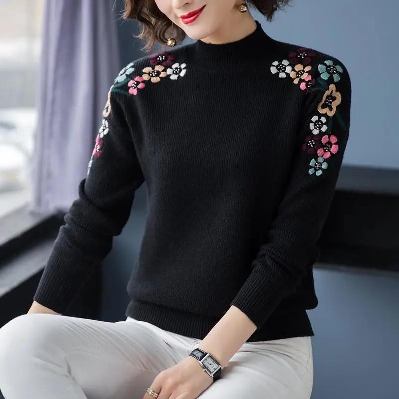 Пуловер с высоким воротником, осень/зима, кашемировый свитер, женский однотонный повседневный свободный пуловер с длинными рукавами, женский низ