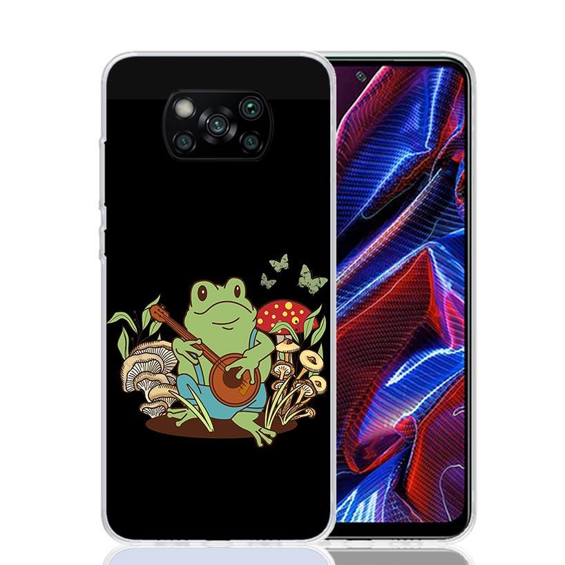 Cottagecore Frog Mushroom Kawaii Case Phone Cover for Xiaomi Redmi Note 10 9 9S 8 8T 7 5 Pro Mi 12T 11T 10T 9T 12 11 Lite A3 A2