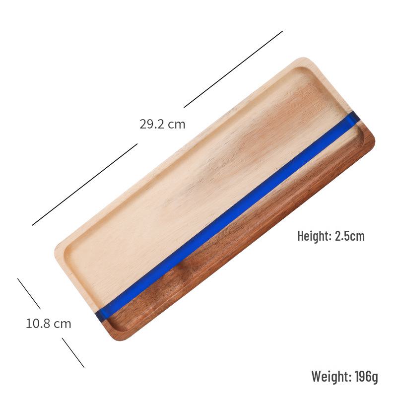 Acacia Wood Food Tray with Resin Marble Coaster - Perfect for Serving Tea, Bread, Fruit and Dinner