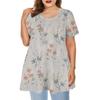 Ladies Round Neck Printed Short Sleeve Top Loose Casual Short Sleeved Plus Size Tops