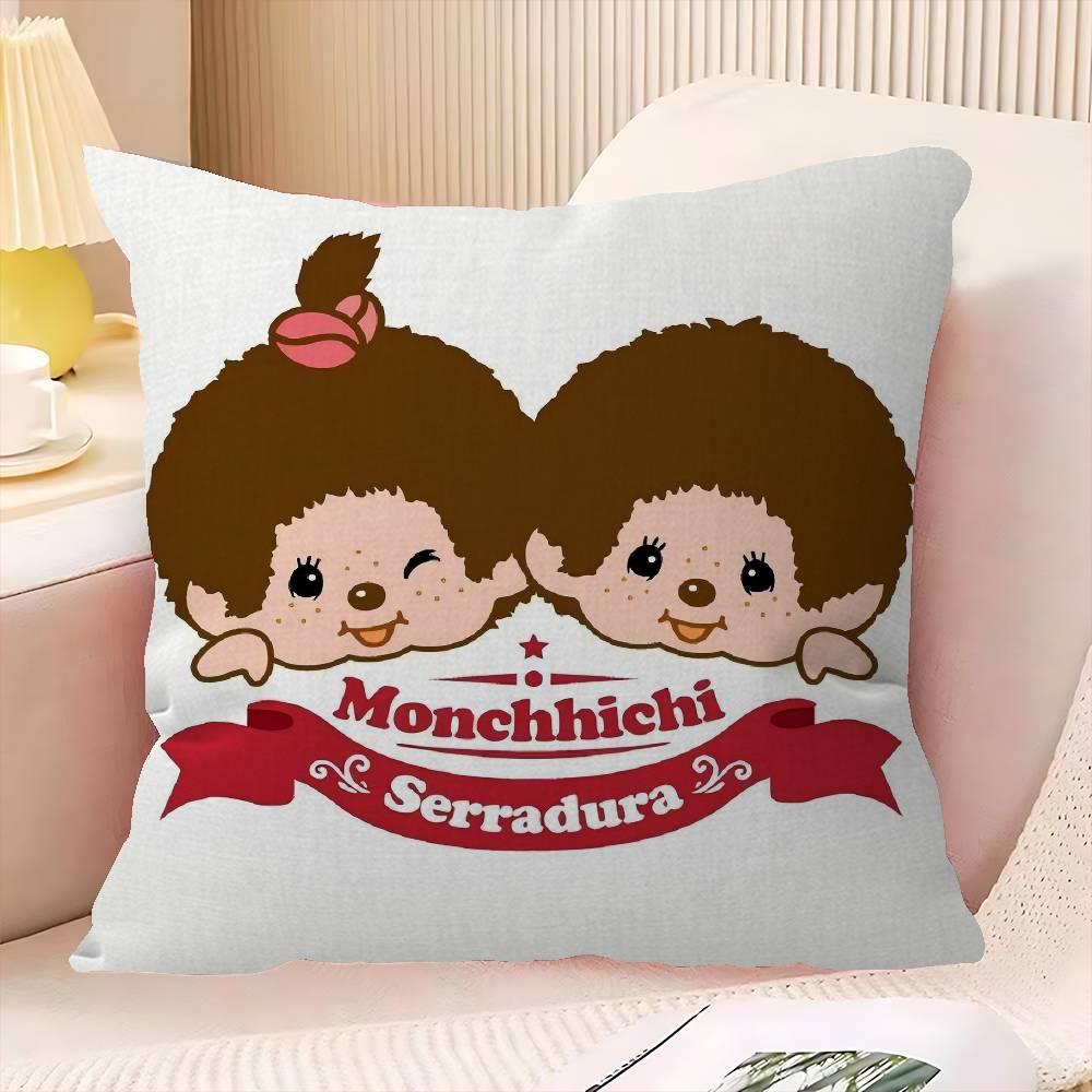 Japanese Cute Doll M-Monchhichis Personalized Pillow Cover Kids Bedroom Wild Party Decor Pillowcase Kid Birthday Shower Gift