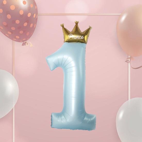 Большой 40-дюймовый шар в виде короны с цифрой 1, детский шар на 1-й день рождения, украшение для вечеринки, товары для вечеринки