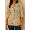 Fashion, for Women, Daily Wear, Long Sleeves, Neck with Flower Print, Loose, All Matches, Flower Blouse