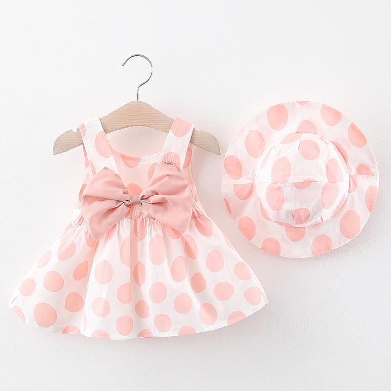 Children's Strawberry Print Dress Girl's Dress with Hat