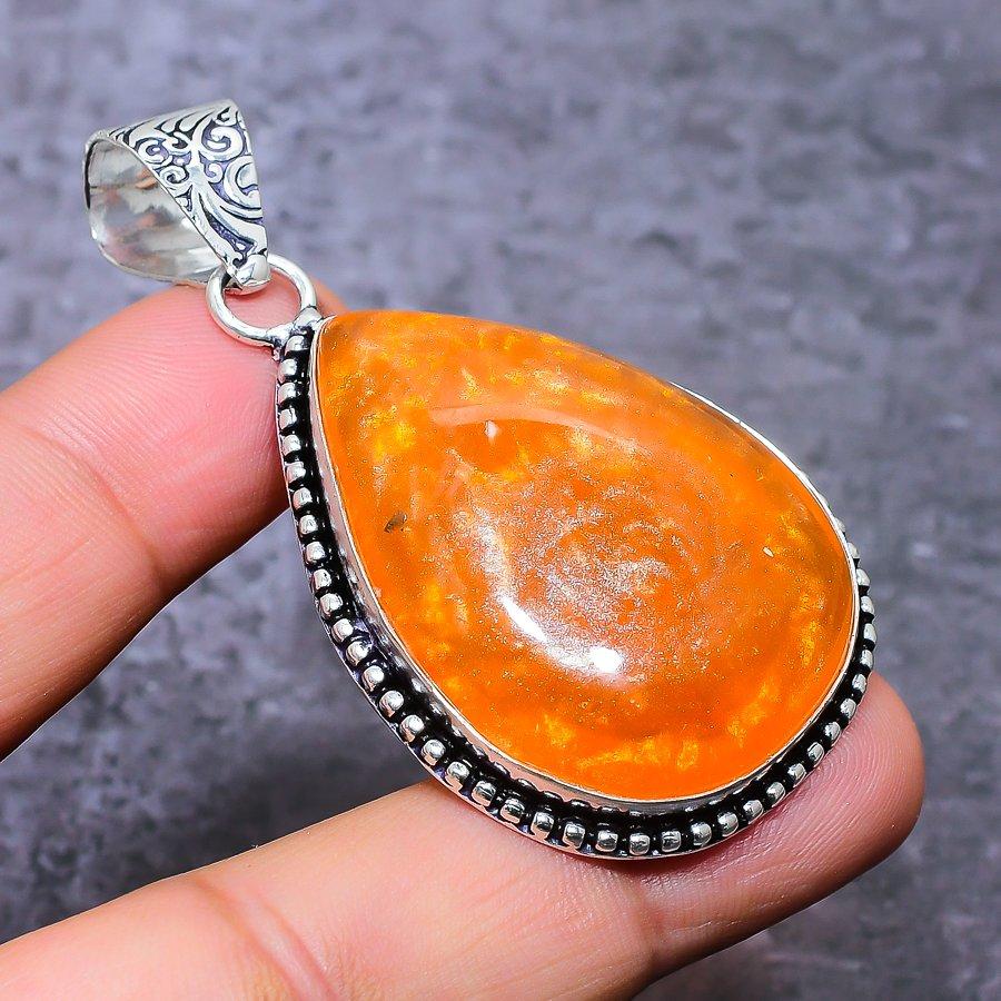 Ювелирное кольцо из серебра 925 пробы с натуральным балтийским янтарем, размер 6,2 I3a78