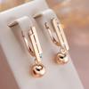 Double Geometric Design Metal Ball Dangle Earrings for Women Smooth Gold Color Personality Jewelry