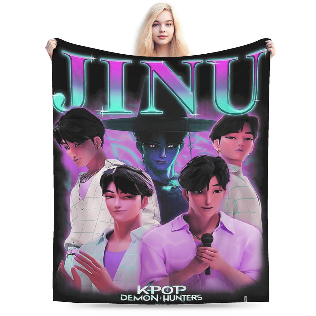 Джину Хант рикс Саджа Мальчики K-Pop Охотники на демонов Плед Осень Мягкий плед для Девочки Гостиная Печатное покрывало Покрывало для дивана-кровати