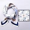 Women's Nautical Sailboat Printed Square Scarf Luxury Thin Breathable Neck Scarf Soft Satin Sunscreen Women Headscarf