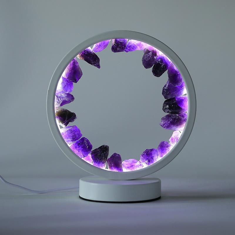 Natural Amethyst & Rose Quartz Lamp - Handmade Raw Crystal Night Light for Healing Energy ()