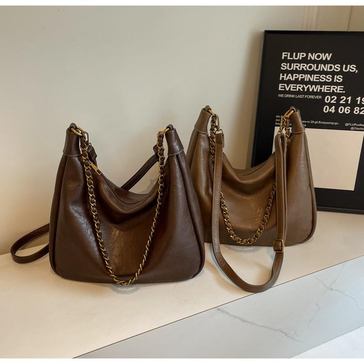 Ielgy Texture Retro Large Capacity Tote Bag Fashion Chain Shoulder Fashion Commuter Messenger Bag