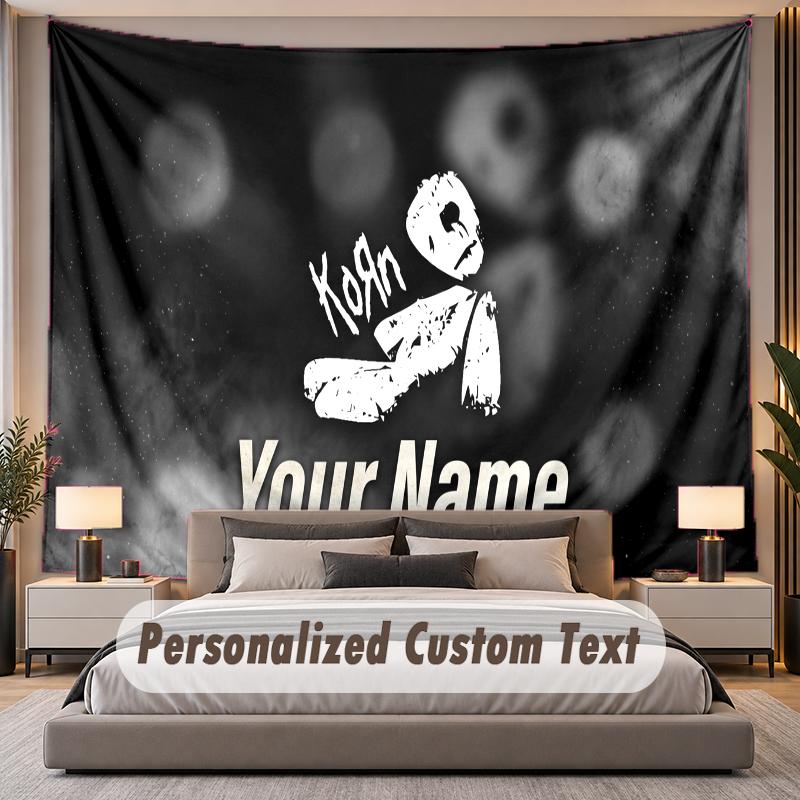 Custom Name Text Tapestry Korn Personalized Polyester Wall Tapestry For Bedroom And Room