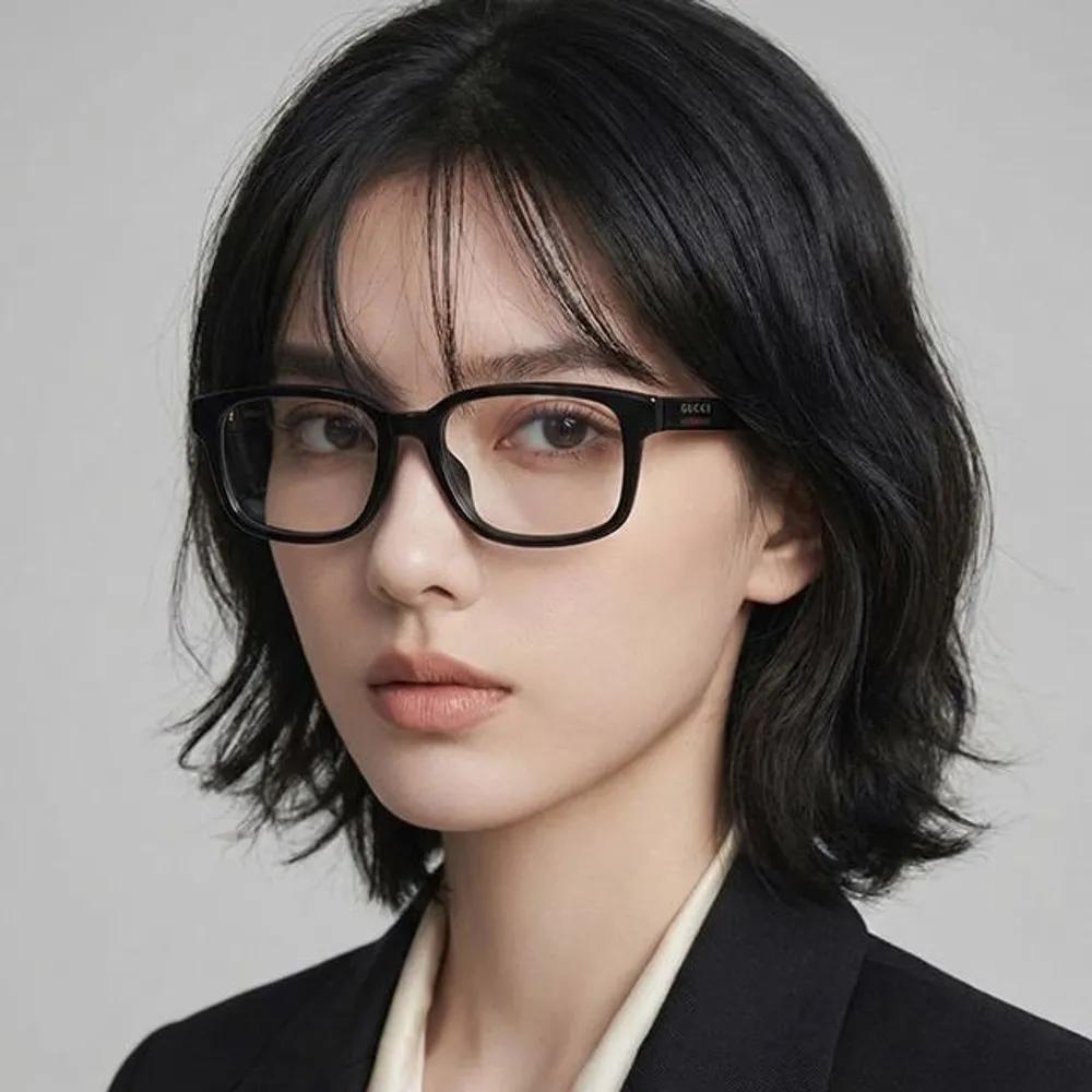 Gucci Оправы для очков GG2107OL 005 Черные Квадратные Роговые Модные Мужские Женские
