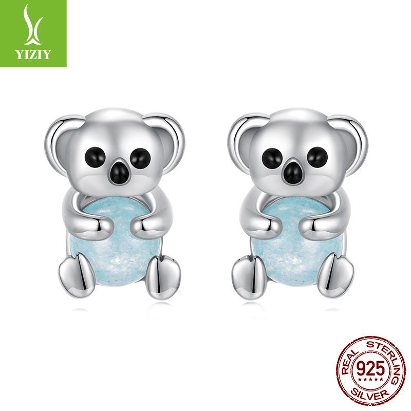 Smart And Exquisite Koala Stud Earrings, Niche Cute Animal S925 Sterling Silver Stud Earrings.