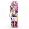1PC Retro Fashion Girl Trio 750ml Color Plastic Sports Water Bottle Leakproof Flip Straw Lid Suitable for Sports Office Home Use