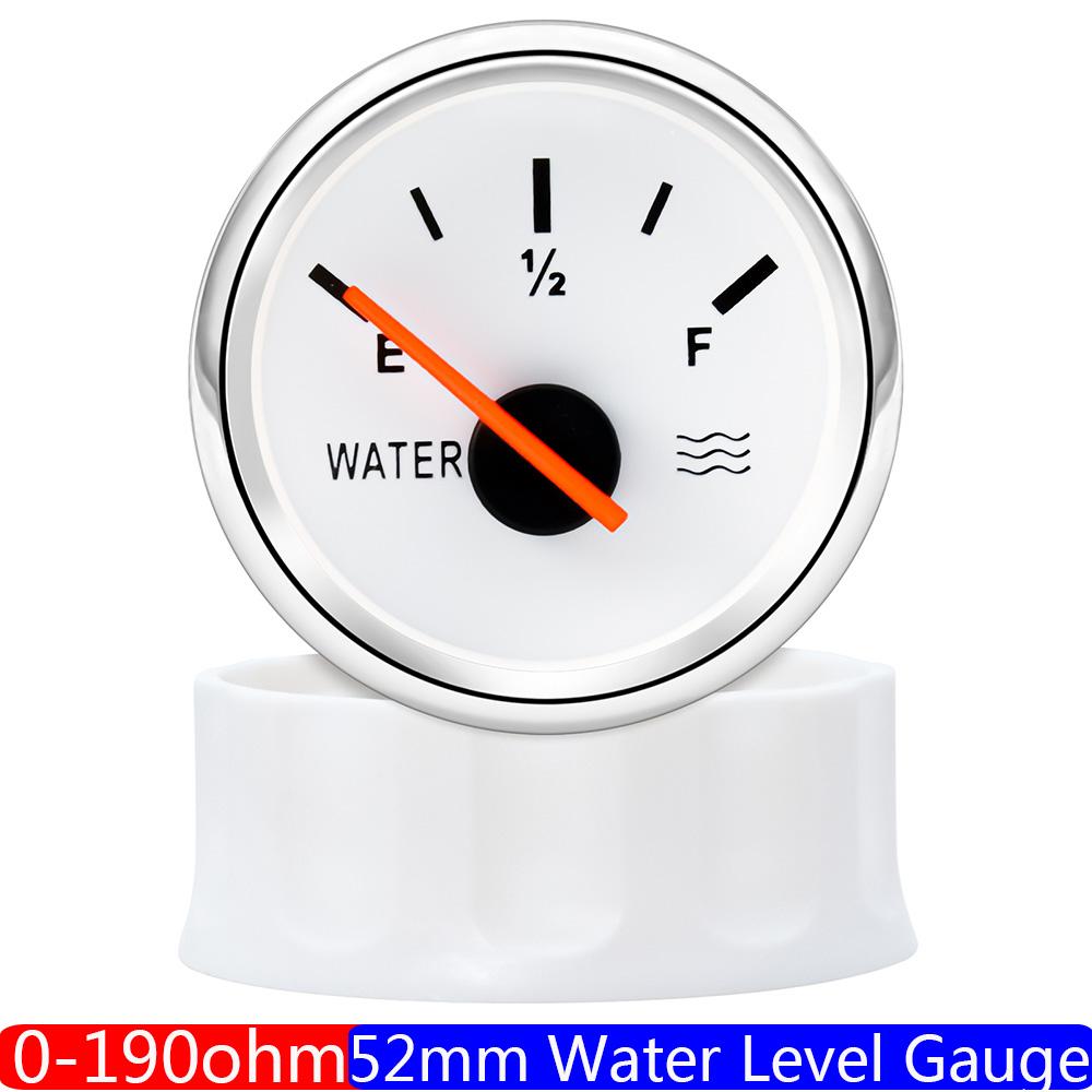 Boat Car 52MM Water Level Gauges 0-190ohm Red Light Marine Water Tank Level Indicator Meter Water Level Sensor 100-550MM Custom