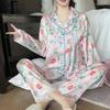 Chinese Style Romantic Art Flower Print Women's Pajamas Elegant Fashion Trend Casual Sleepwear Autumn  Lady Homewear
