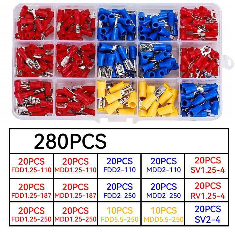 140/280 шт. Изолированные кабельные соединители Клемма обжимная лопаточная Набор соединителей со стриппером для проводов Медный контакт Обжимная заделка