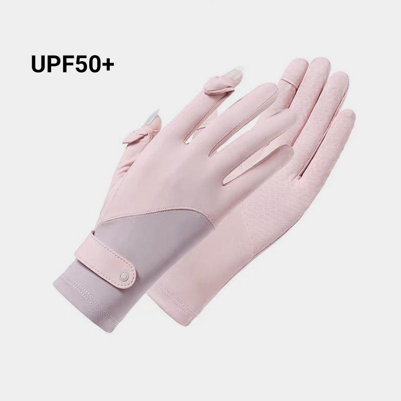 Летние перчатки с защитой от ультрафиолета, тонкие шелковые перчатки из льда, быстросохнущие солнцезащитные перчатки, прохладные, для вождения, езды на велосипеде, противоскользящие перчатки UPF50+ для женщин