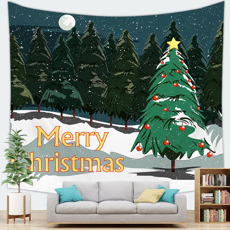 Рождественский снежный пейзаж Зимняя уличная серия Гобелен Настенный Гобелен