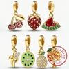 Copper Watermelon Strawberry Orange Pineapple Charms Beads Fit Original Pan Bracelet Bangle Diy Jewelry Making Gift