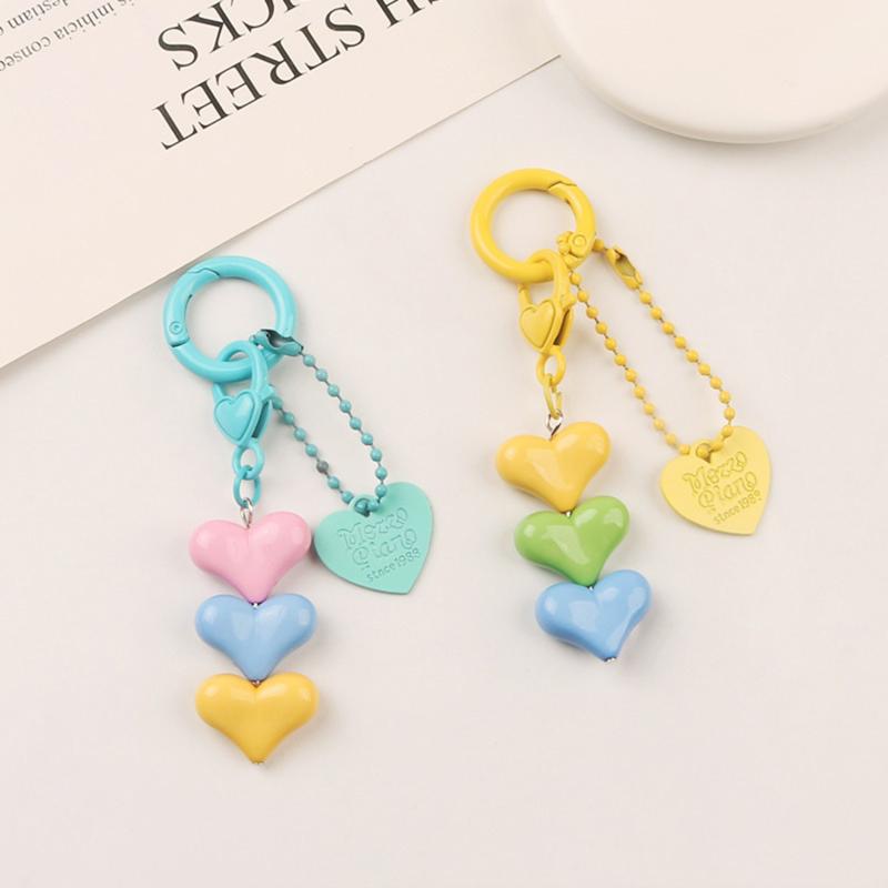 Lovely Adorable Heart Charm Key Chain Purse Pendant Handbag Backpack Keychain Decoration Girls Women Gift