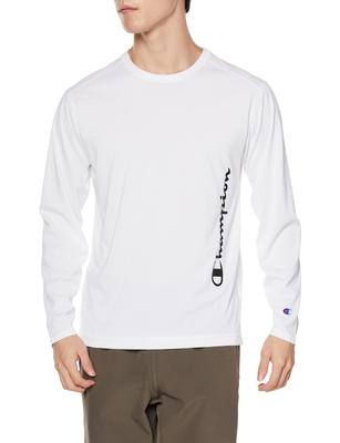 Champion Футболка с длинным рукавом и круглым вырезом Размеры UV Запах Надпись Большая Мужская футболка, C3-WS402, Быстросохнущая, Защита, Устойчивая, Логотип, Белая,