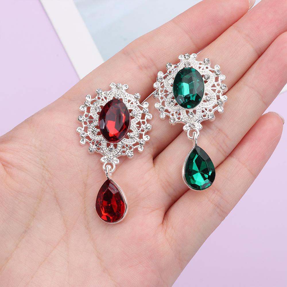 Sparkling Crystal Water Droplets Faceplate Pendant Scrapbooking Sewing Button Alloy Rhinestone