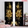 2Pcs 2D Flat PrintingLuxurious Rose Golden Floral And Butterfly Printed Curtain Suitable For Living Room Dining Room Kitchen