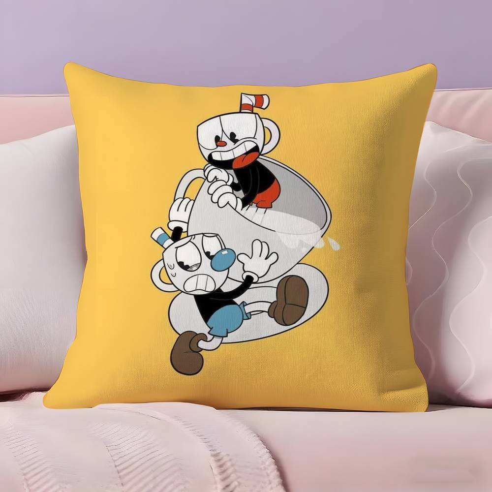 Классическая Милая Наволочка для Подушки C-Cuphead Ультра Мягкая Кожевенная Ткань Облачное Комфортное Ощущение и Скрытая Молния