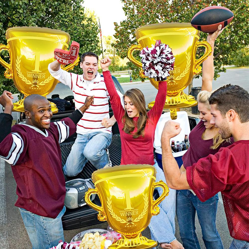 6-Pack of Gold Trophy Balloons, Trophy Aluminum Foil Balloons, Suitable for Birthday Parties, Football Parties, World Cup, Sports-Themed Part