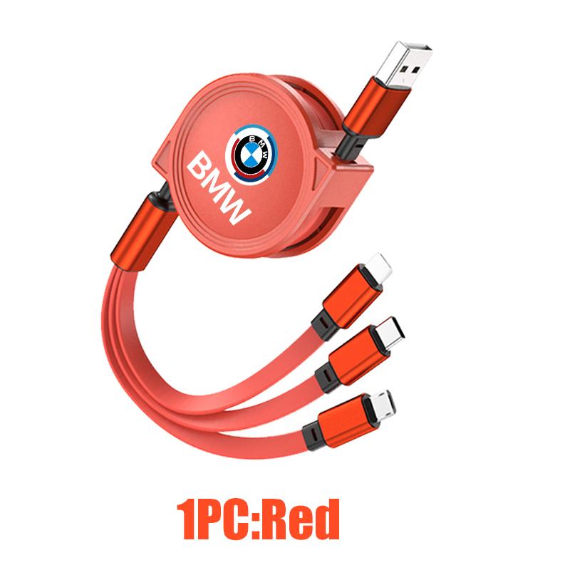 wzcr7 3 In 1 Retractable Data USB Charger Fast Cable Car Styling For BMW Performance M2 M3 M4 X1 X3 X4 X5 E87 X7 E91 G20