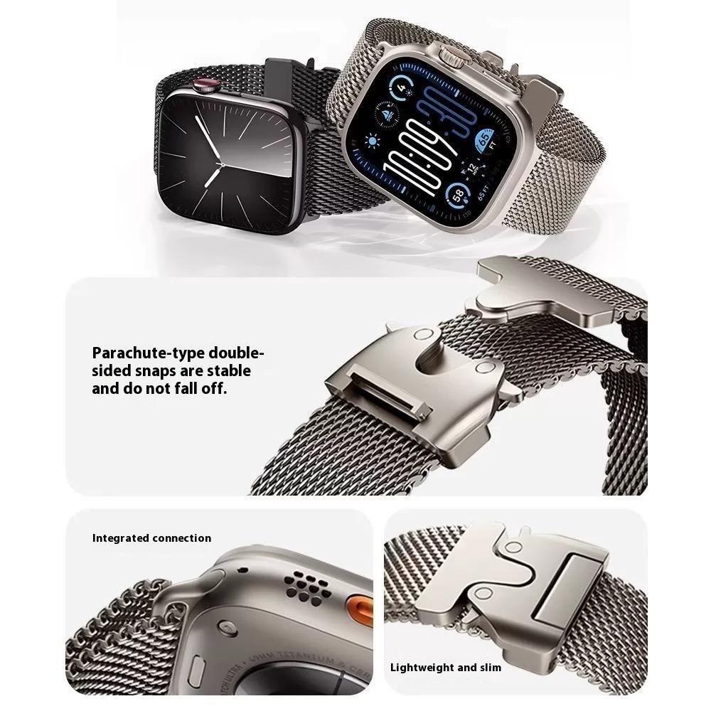 Watch Strap for Apple Watch Series 10 Ultra 9 8 7 SE 6 5 4 3 2 1 46mm 49mm 45mm 44mm 42mm Titanium Milanese Band with Insert Buckle