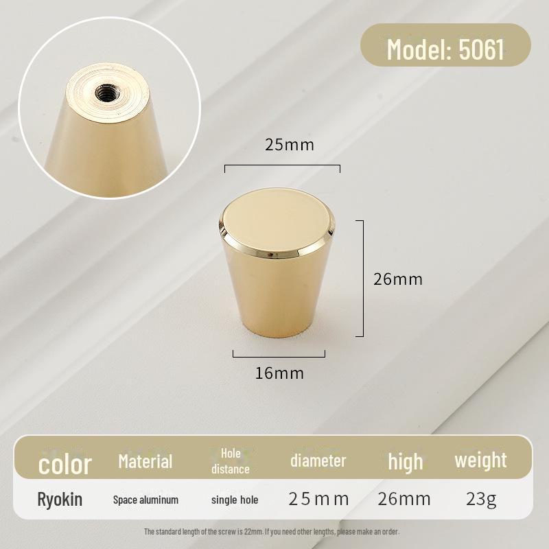 Золотая круглая ручка для ящика класса люкс с одним отверстием для современных простых шкафов