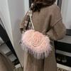 Hot Sale Retro Large Capacity Plush Women's Bag Pearl Chain Small Square Bag Fairy Wind Shoulder Crossbody Bag