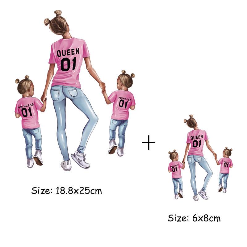 DIY Heat Transfer Patches Mom Girl Boy Printing Patches On Clothes Super Mom Dad Queen Stickers On T-shirt Dresses Jeans